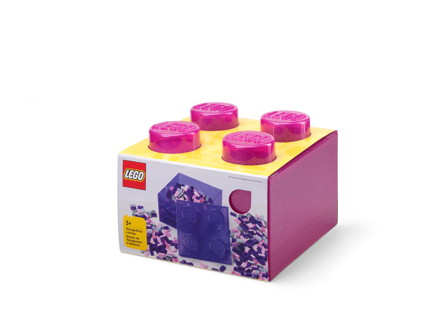 Pink Clear Brick-Shaped Storage Box