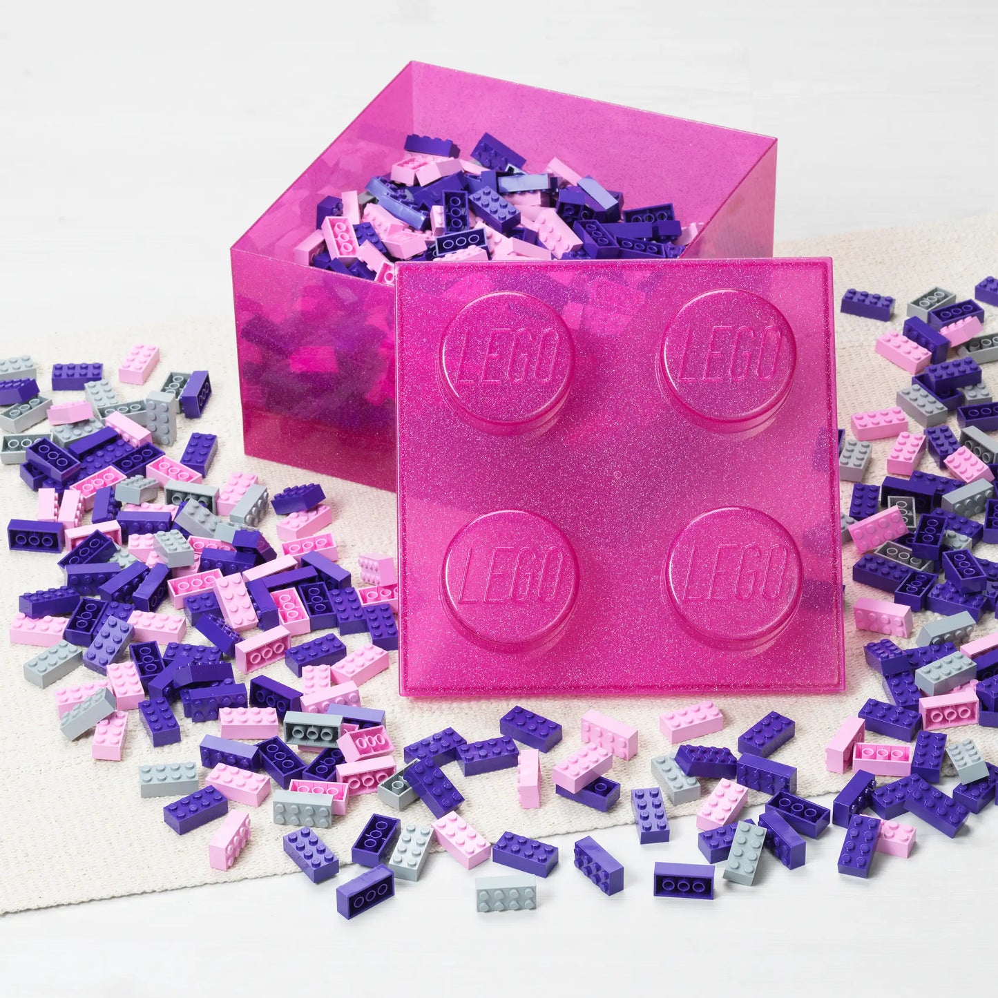 Pink Clear Brick-Shaped Storage Box