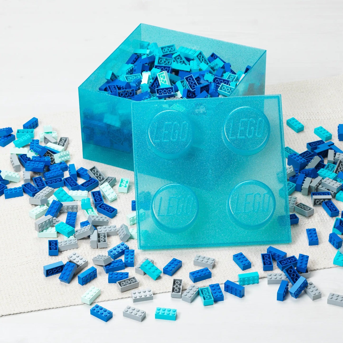 Light Blue Clear Brick-Shaped Storage Box