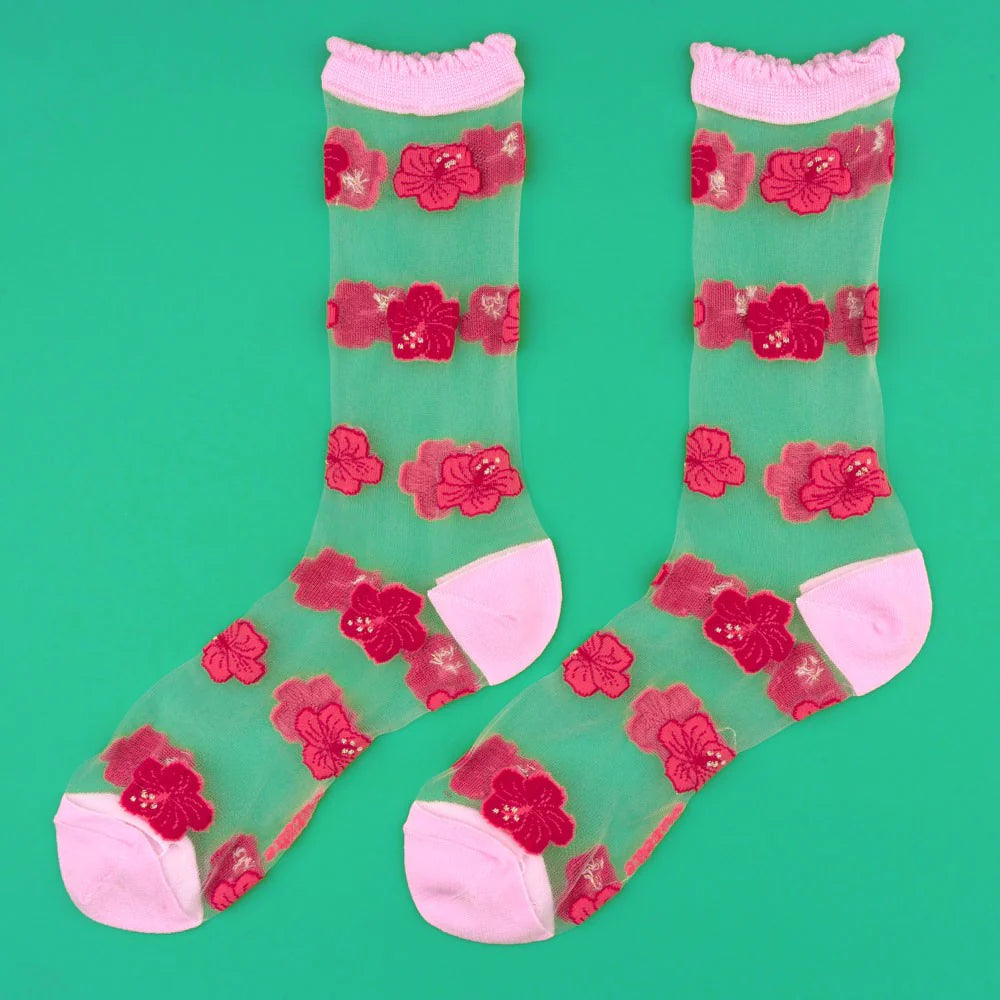 Hibiscus sheer socks🌺