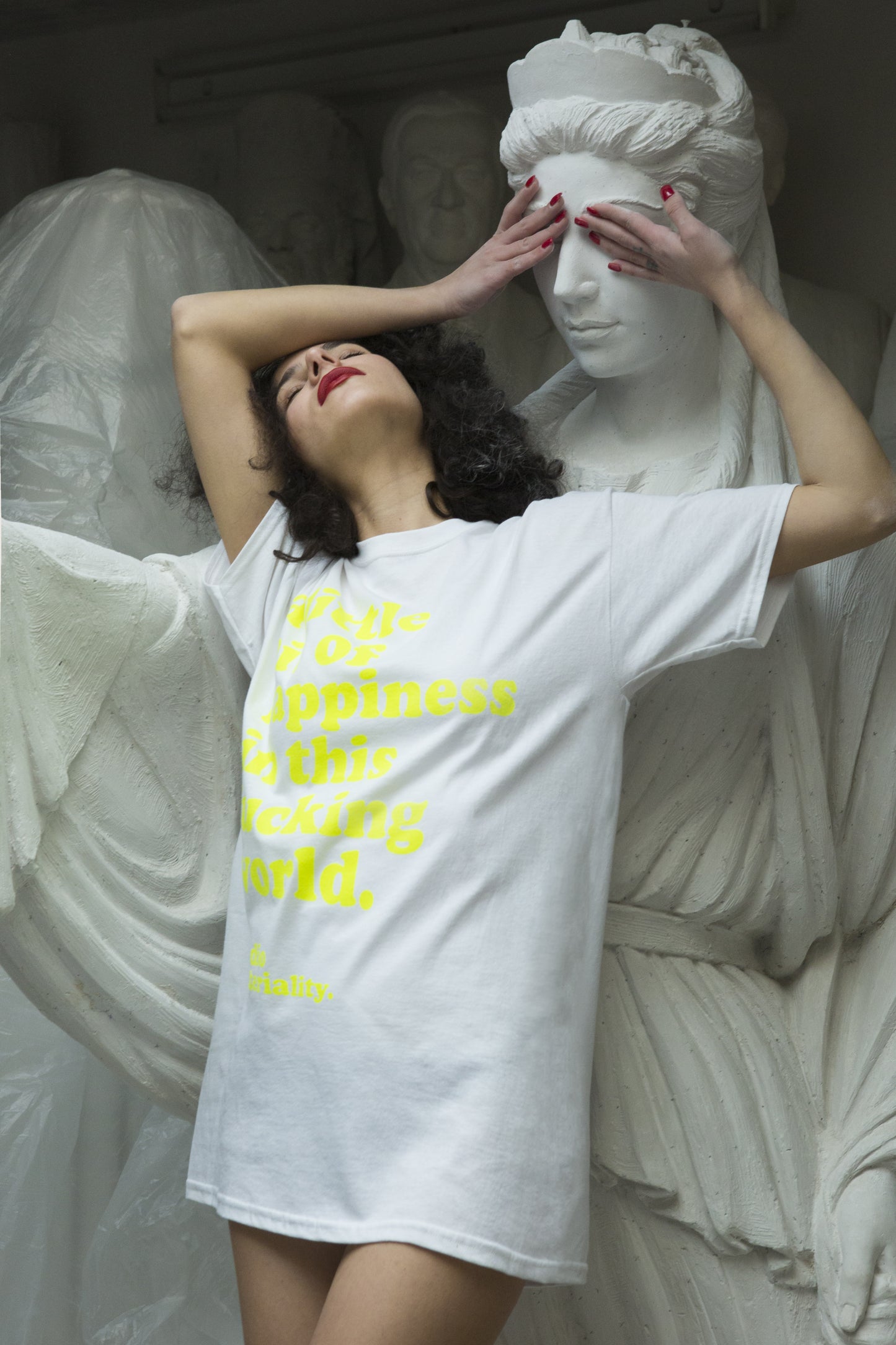 a little bit of happiness t-shirt yellow on white