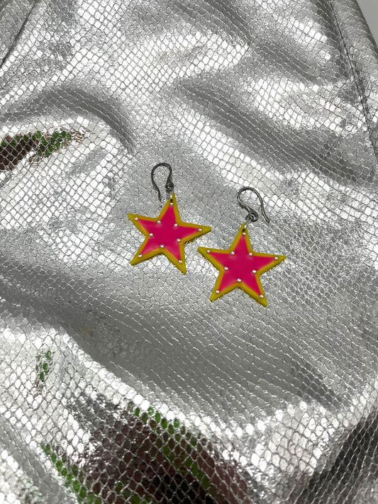 Star earrings (yellow-pink)