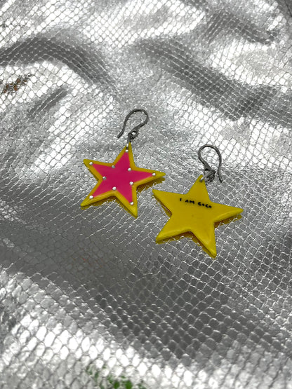 Star earrings (yellow-pink)