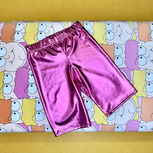 SHINY PINK biker shorts