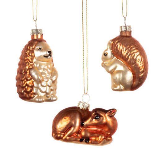 Woodland Creature Baubles - Set Of 3