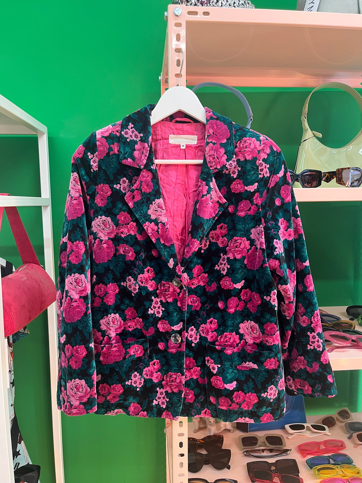 Floral velvet blazer