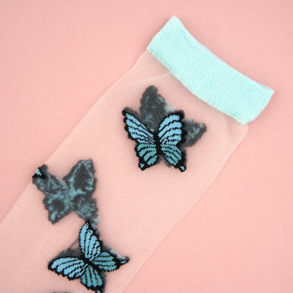 Blue butterfly sheer socks🦋